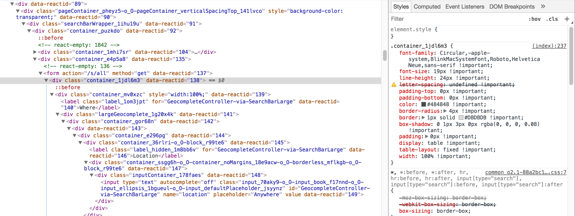 Focusing on Airbnb CSS